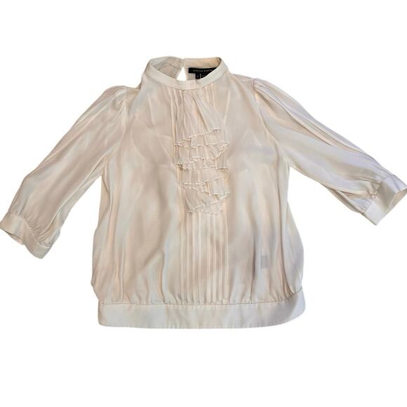 Cynthia Steffe 100% Silk Ruffle Blouse Ivory‎ Size 4 - Picture 1 of 5